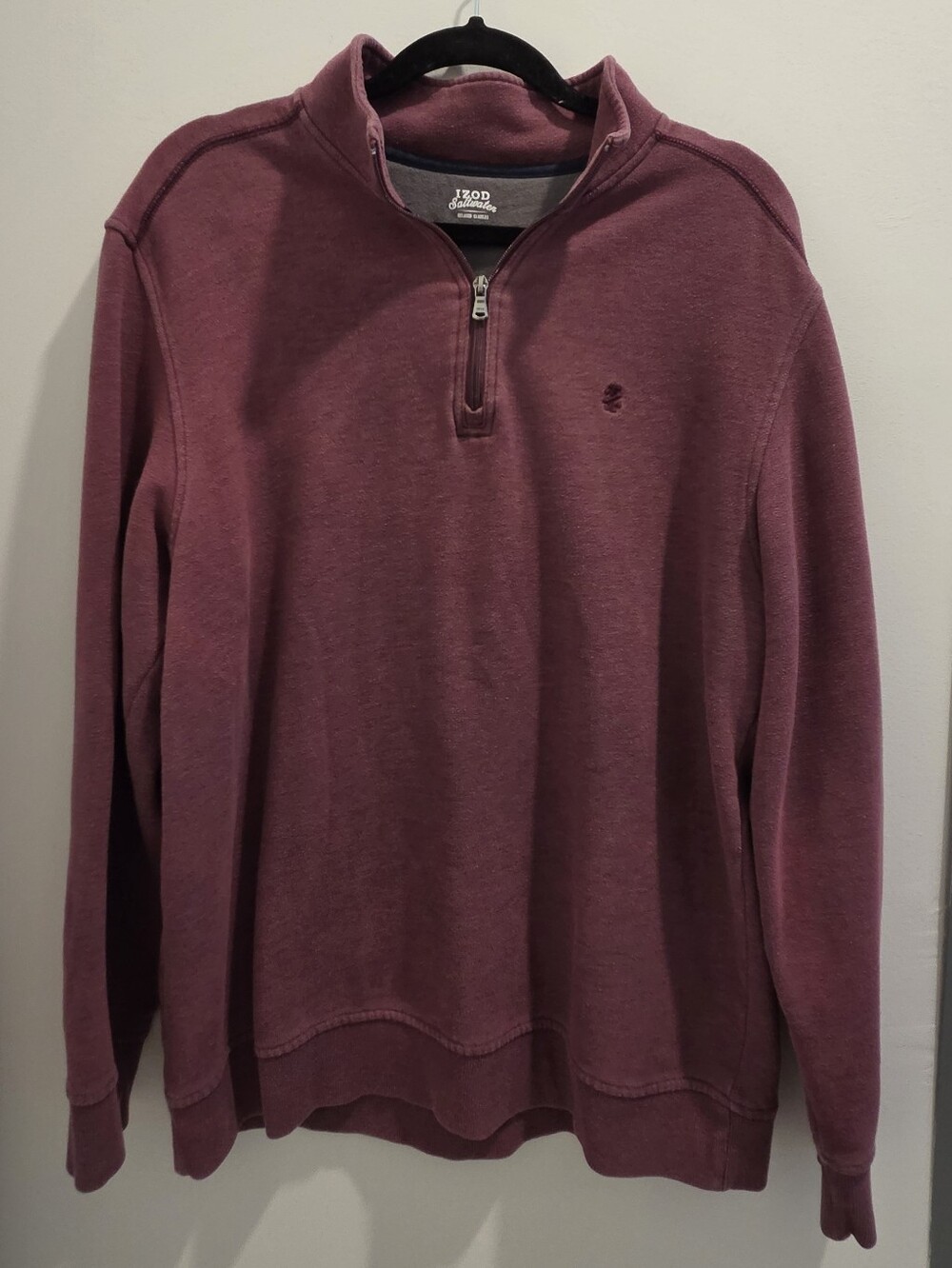 IZOD Saltwater Quarter Zip Pullover Burgundy Maroon Mens Preppy Classic